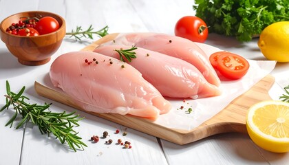 Fresh Raw Chicken Breast Ready to Cook.