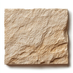 Rectangular Stone Slab with Aged Texture and Weathered Edges on Transparent Background