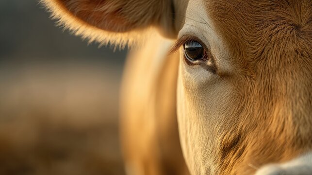 Close-up of Cow's Eye and Ear