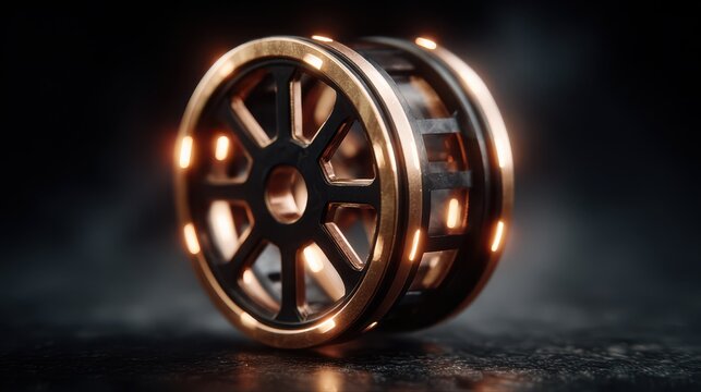 Closeup of a steampunkinspired gear with intricate details and glowing accents, creating a vintage and futuristic fusion