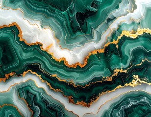 Emerald and Gold Abstract Marble Texture Background
