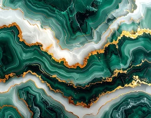 Acrylglasbilder Kristalle Emerald and Gold Abstract Marble Texture Background  © BudiSanto