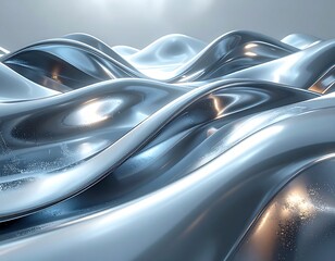 Abstract Flowing Metallic Waves Reflecting Light