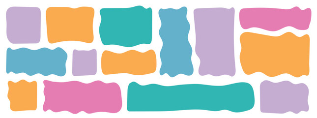 Pink Green purple shape abstract round colorful pastel organic natural blob blot irregular form sticker. Wavy speech curvy bubbles for text