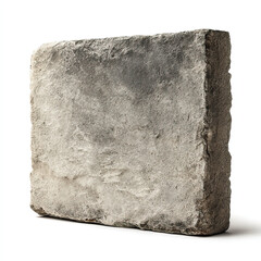 Rectangular Stone Slab with Aged Texture and Weathered Edges on Transparent Background