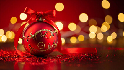 Red Christmas Ornament with Bokeh