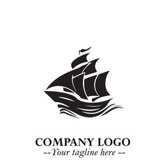 Ship Moving Fast Logo Symbol in Black on the White Background with Modern Maritime Design