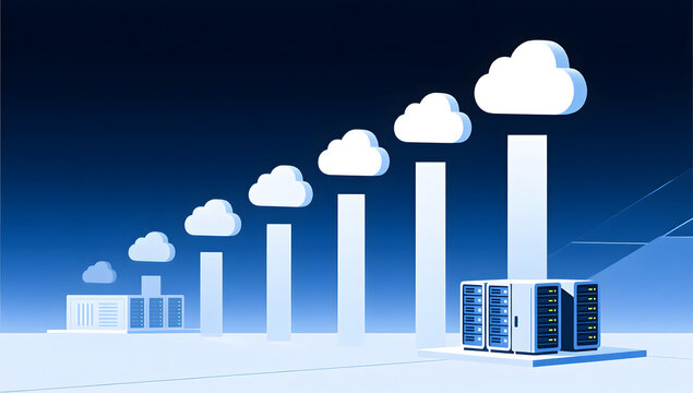 Abstract technology cloud service cyber security 3d futuristic business illustration