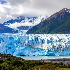 Majestic Glacier in a Mountainous Landscape.