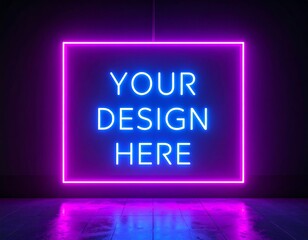 Neon Square Frame With Text Placeholder