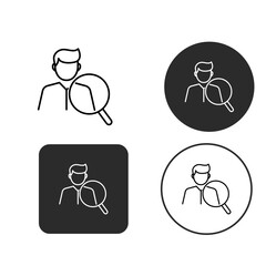 A set of four recruitment icons shows a person with a magnifying glass, representing job search, talent acquisition, and human resources