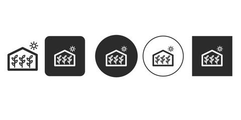 Greenhouse icon set symbol of growth, cultivation, and sustainable agriculture collection of minimalist designs for farming and gardening themes