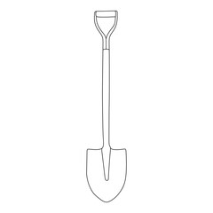 Shovel line art vector design. Shovel outline illustration design.
