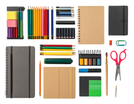 Colorful Assortment of School Supplies — Transparent PNG