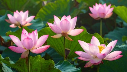 Beautiful Pink Lotus Flowers in Pond.