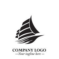 Ship Moving Fast Logo Symbol in Black on the White Background with Modern Maritime Design