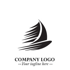 Ship Moving Fast Logo Symbol in Black on the White Background with Modern Maritime Design
