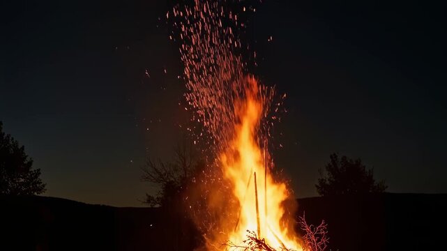 Blazing Bonfire Night - A Fiery Celebration Under the Night Sky. - Powered by Adobe
