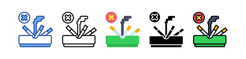 Tobacco Control Icon Multi Style Illustration