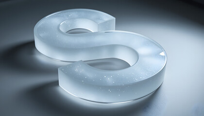 3D "S" letter made by white acid transparent glass