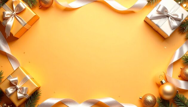 beautiful border frame with christmas ribbons,  christmas theme concept
