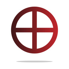 Obraz premium Abstract circle symbol. Cross geometric element. Round Vector sign. Red gray gradient.