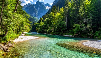 Whispering River Through Emerald Forest