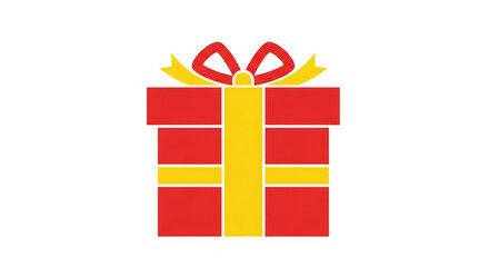 Red gift box with a ribbon and bow for Christmas, birthday, or valentine's celebration surprise present illustration