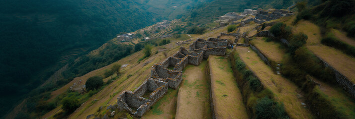 A breathtaking view of ancient stone terraces nestled within verdant mountain landscapes, telling stories of agricultural heritage and the beauty of human ingenuity in harmony with nature.