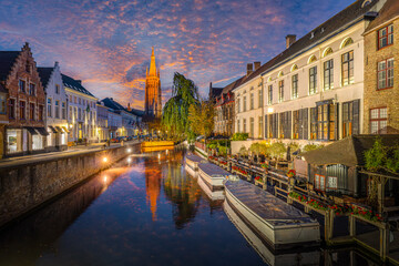 Church of our lady and medieval architecture in Brugge, Belgium