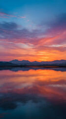 Obraz premium Sunrise Symphony: A Tranqul Waterscape Reflecting Naure's Splendor at Dawn