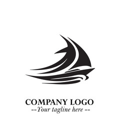 Ship Moving Fast Logo Symbol in Black on the White Background with Modern Maritime Design