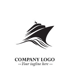 Ship Moving Fast Logo Symbol in Black on the White Background with Modern Maritime Design