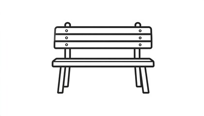 Simple Wooden Park Bench Illustration.