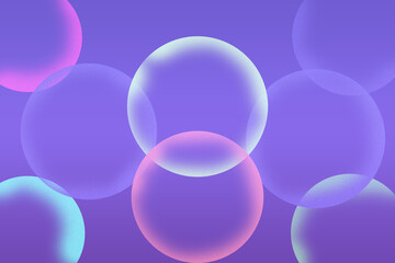 Abstract background with translucent glowing spheres and bubbles in pastel purple and pink hues