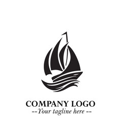 Ship Moving Fast Logo Symbol in Black on the White Background with Modern Maritime Design