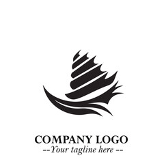 Ship Moving Fast Logo Symbol in Black on the White Background with Modern Maritime Design