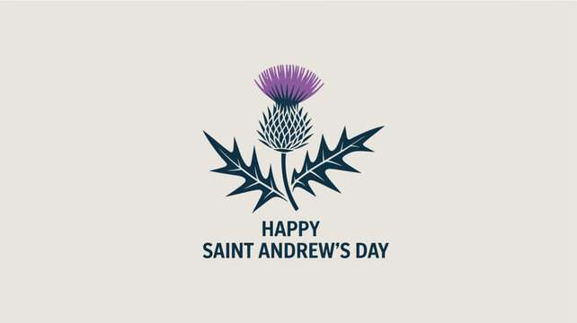 Happy Saint Andrew’s Day Scotland Thistle Flower Celebration Design