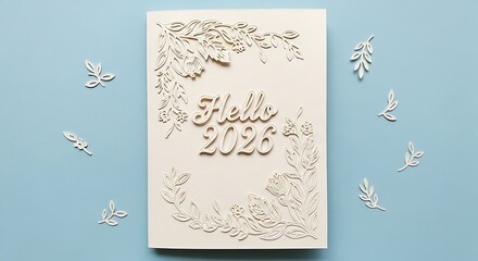 Elegant Hello 2026 card with floral accents, perfect for new year wishes