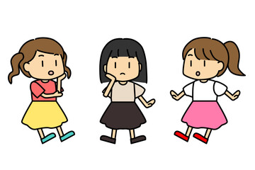 話をしている女の子たちのイラスト（会話・相談・友達・コミュニケーション）