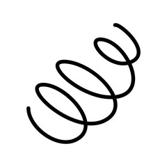 Hand drawn spiral spring. Doodle flexible coil, wire spring symbol. Metal coil spiral icon. Vector illustration isolated on white background.