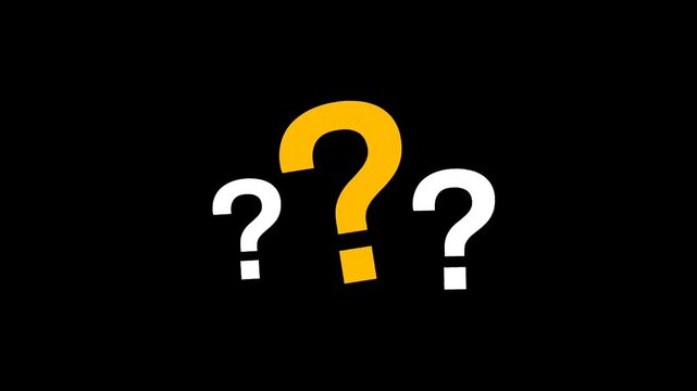 Looping animation of question mark icon on black background
