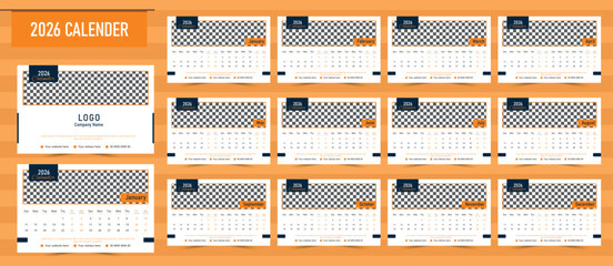 2026 Desk Calendar Template | Minimal & Modern Corporate Annual Table Calendar Design | Editable Business Branding Printable Desk Calendar 2026