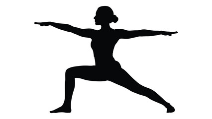Warrior ii yoga pose silhouette isolated on white background, Vector