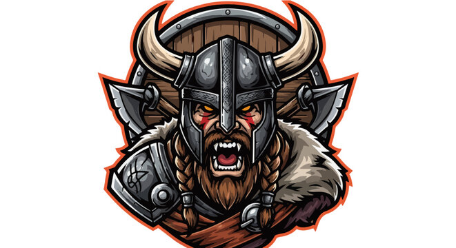 Ferocious Viking Warrior E-Sports Mascot Logo
