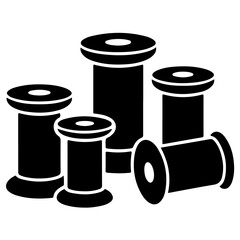 Black spool icon for sewing and embroidery