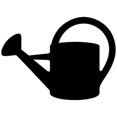 Black silhouette of a watering can for gardening