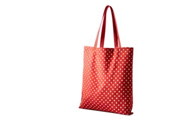 Chic red and white polka dot fabric tote bag, a versatile and eco-friendly accessory perfect for reusable shopping, carrying daily essentials, or a stylish casual statement