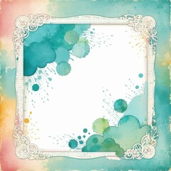 Artistic Watercolor Frame with Soft Colors and Abstract Shapes for Creative Background Design
