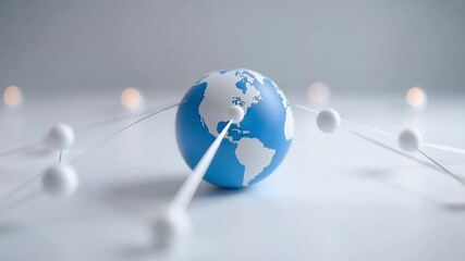 Global Connection: A visual representation of global network, with a miniature globe at the center, symbolizing interconnectedness, communication, and the digital age. - Powered by Adobe